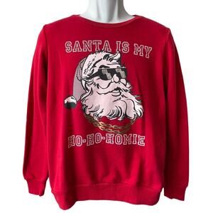 Cozy Zoe SANTA IS MY HO HO HOMIE Ugly Christmas Sweatshirt Size Small